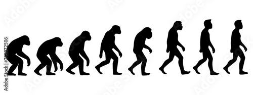 Theory of evolution of man. silhouette. Human development. Hand drawn sketch vector illustration isolated on white