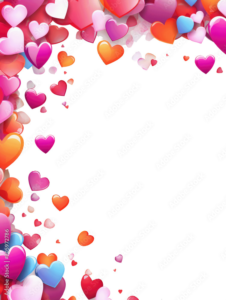 Beautiful Love Hearts Valentine theme border Transparent background