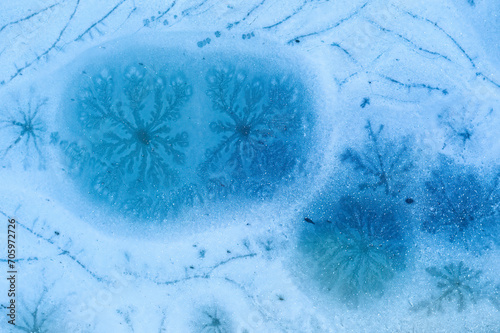 Frozen lake surface with natural ice patterns photo