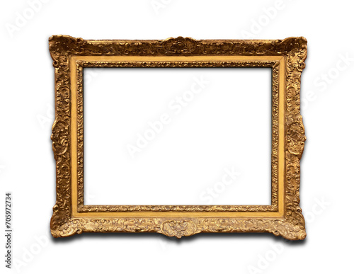 An antique picture frame, resplendent in gold. (ID: 705972734)