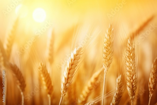 Golden Wheat Field Bathed in Sunlight Poster or Sign with Open Empty Copy Space for Text  