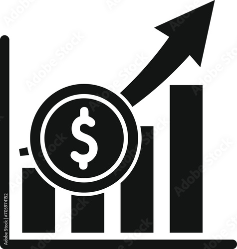 Graph chart dark icon simple vector. Nascent team form. Financial portal
