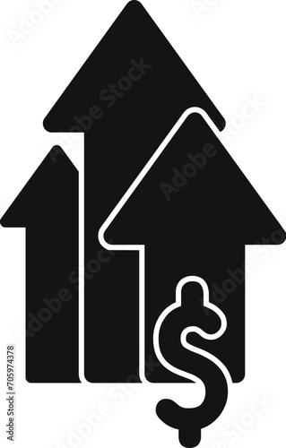 Rise up money graph icon simple vector. Payment chart. Dark benefit