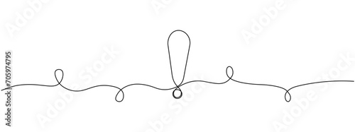 Continuous line drawing exclamation mark. Hand drawn admiration signs. Vector illustration photo