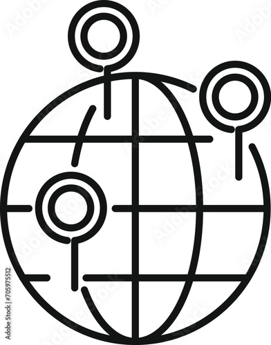 Global location market icon outline vector. Direct fusion. Management team