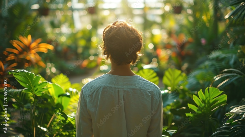 gardener tending to plants in a lush botanical garden gardener tending to plants in a lush botanical garden