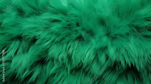 Close-up of vibrant green texture of soft fur with various shades of emerald. Dyed animal fur. Concept is Softness, Comfort and Luxury. Can be used as Background, Fashion, Textile, Interior Design