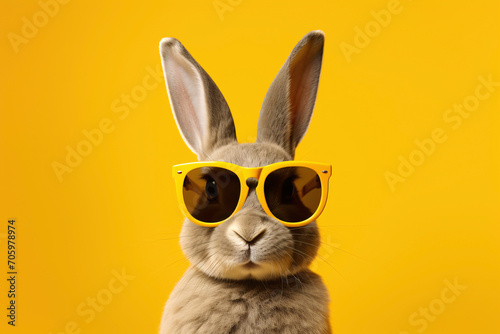 a rabbit wearing sunglasses photo