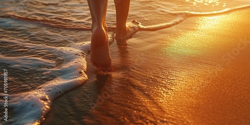 Barefoot walking on the sho...