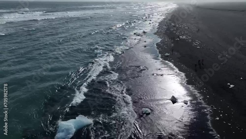 aerial view of diamond beach in iceland photo