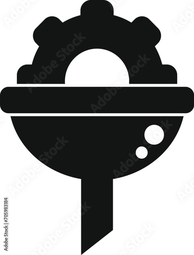 Gear funnel content filter icon simple vector. Flow process. Kit time safety