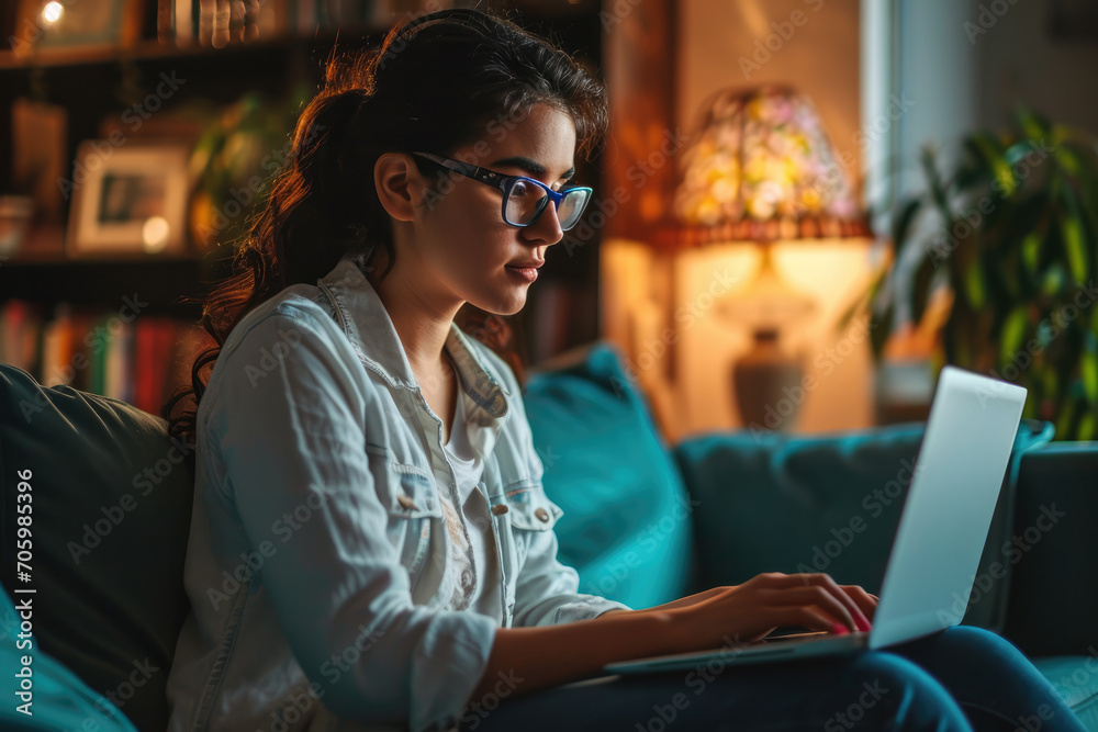 Hispanic Girl Working Remotely Hispanic Girl Working Remotely