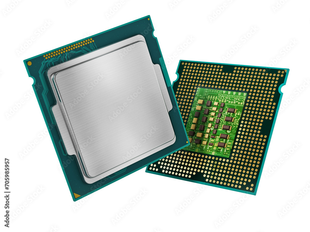 CPU front and backside isolated on transparent background. 3D illustration CPU front and backside isolated on transparent background. 3D illustration