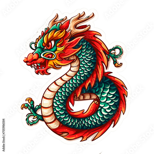 illustration. year of the dragon sticker. transparent background. PNG. Asian. Chinese. Asia 