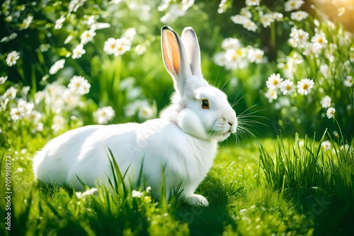 white rabbit on green grass