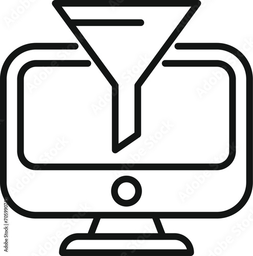 Funnel content filter computer icon outline vector. Clever flow. Computer data