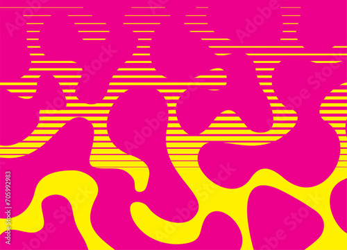 Colored abstract skin. Liquid forms. Striped pattern. Vector neon background in minimalist style. Bright hipster poster. semitone Colorful futuristic pattern.