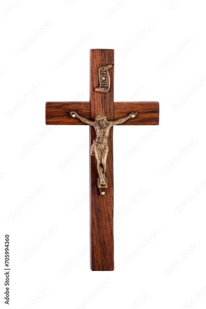 Crucifix isolated on white background with clipping path