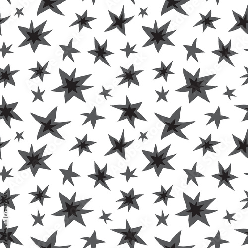 Seamless pattern with gray stars. Monochrome simple vector pattern. Kids texture. Nursery prints for textile  apparel  wrapping paper and other surfaces.