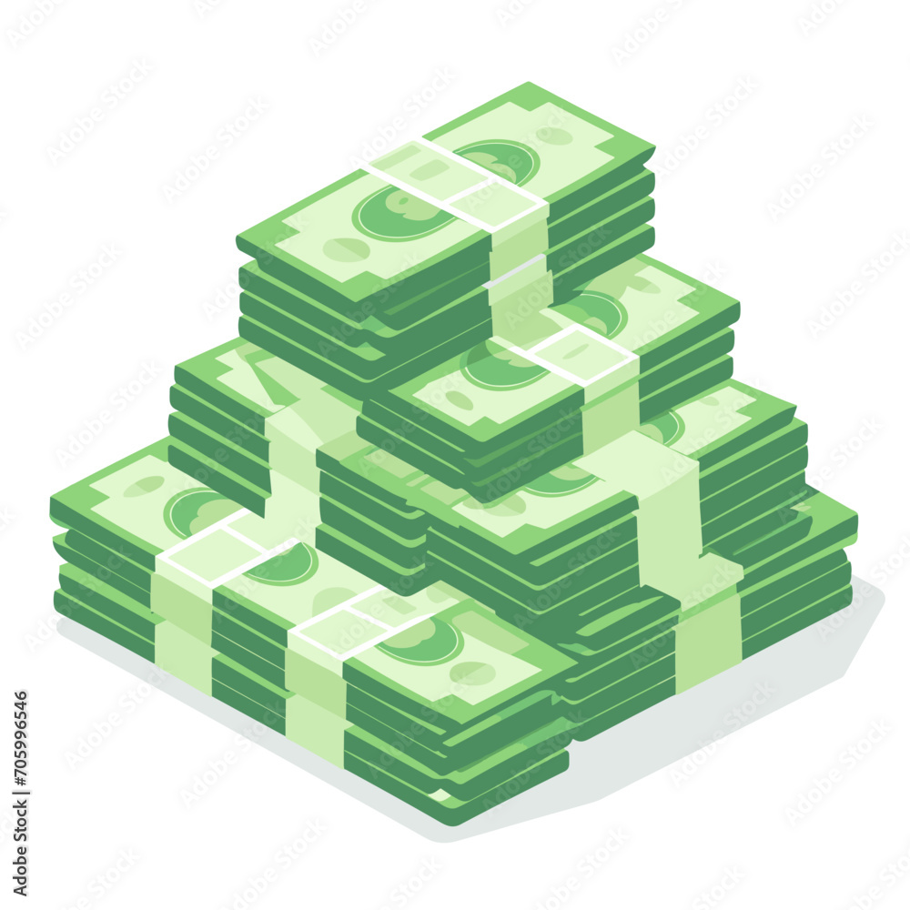 Stacks of green money, vector in minimalism on a white background Stacks of green money, vector in minimalism on a white background