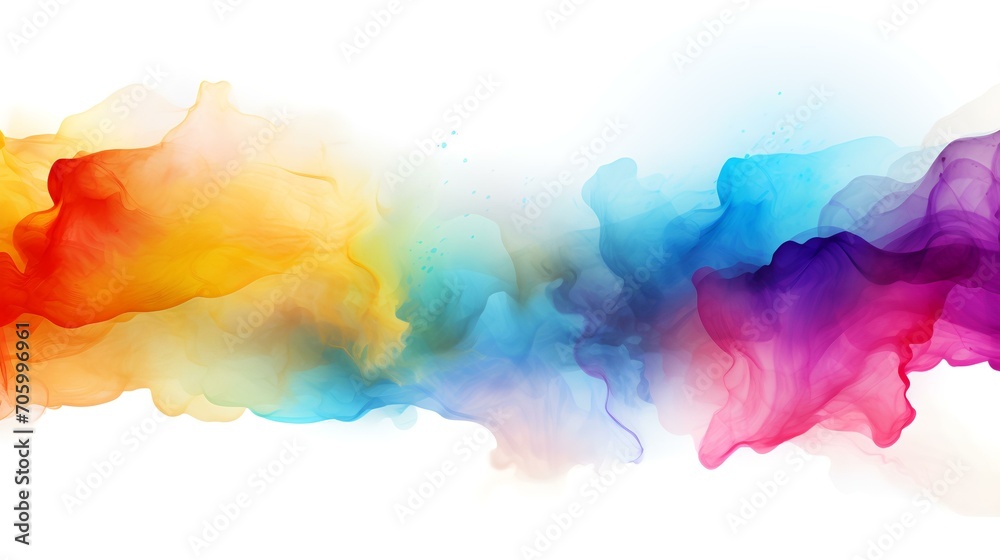Rainbow Watercolor Banner Background on White


