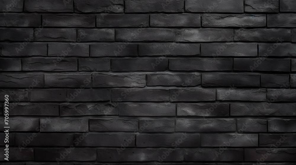 Texture of a Black Painted Brick Wall as a Background

