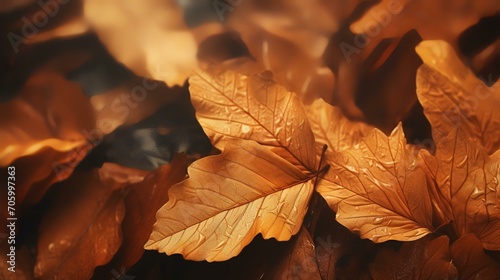 Textured Autumn Leaf Background with Room