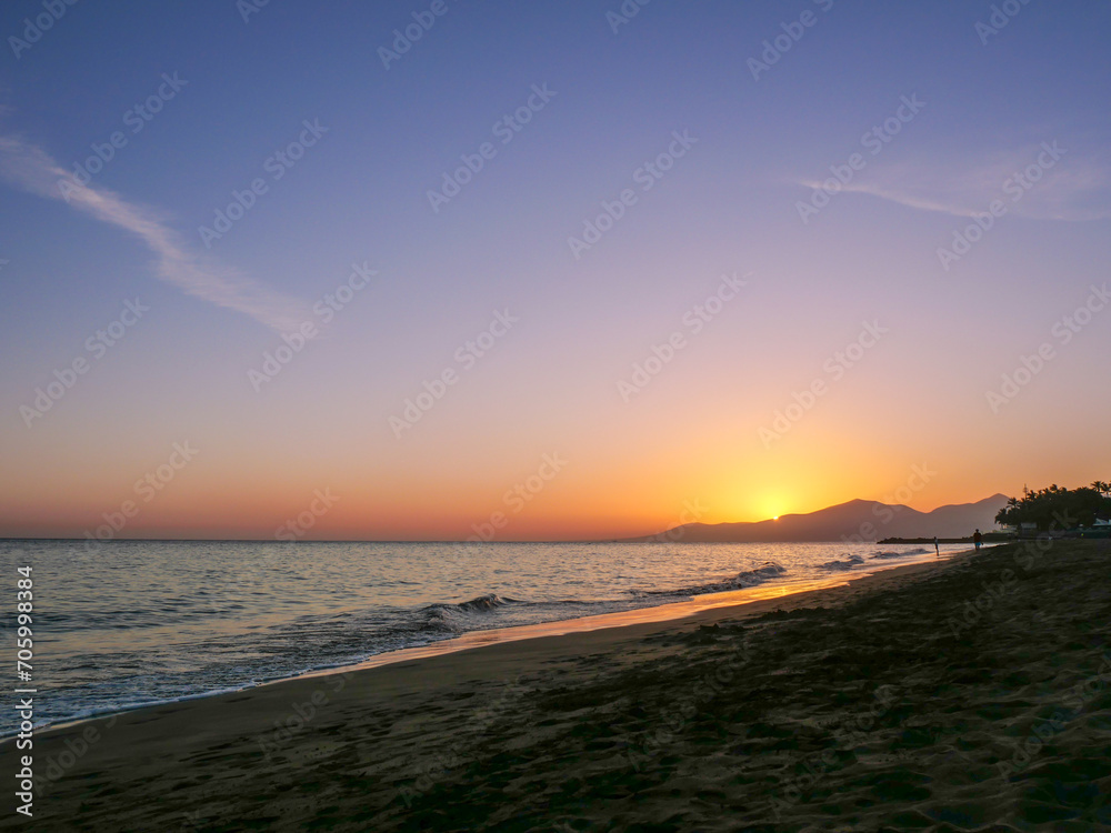 Golden Sunset Over Peaceful Beach Shore