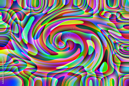 Dynamiczna wielokolorowa kompozycja ze spiralnym wirem w centrum - abstrakcyjne tło, tekstura photo
