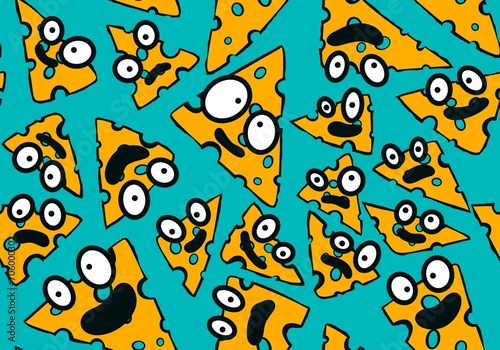 Cartoon retro cheese seamless pattern for wrapping paper and fabrics and linens and kids clothes print