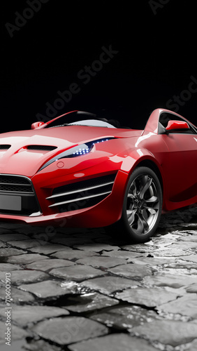 Modern unbranded red sports car