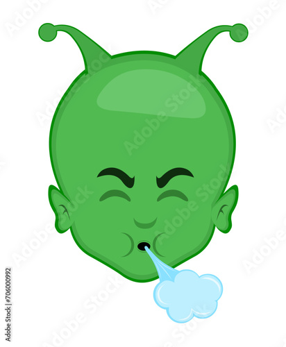 vector illustration face alien or extraterrestrial cartoon blowing air