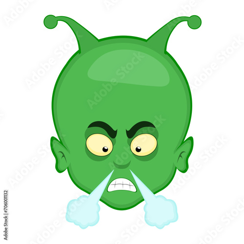 vector illustration face alien or extraterrestrial cartoon fuming from your nose