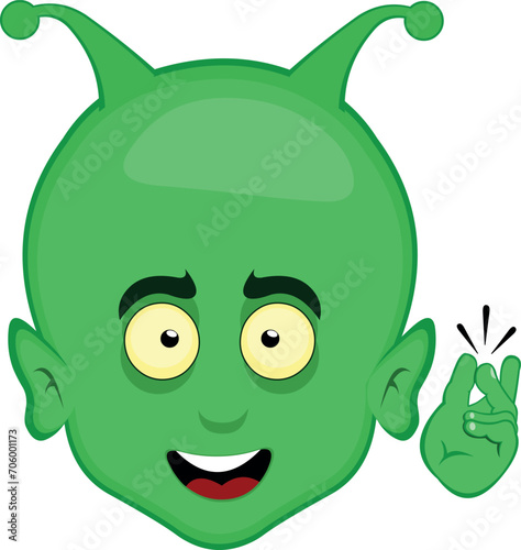 vector illustration face alien or extraterrestrial cartoon snapping fingers hand