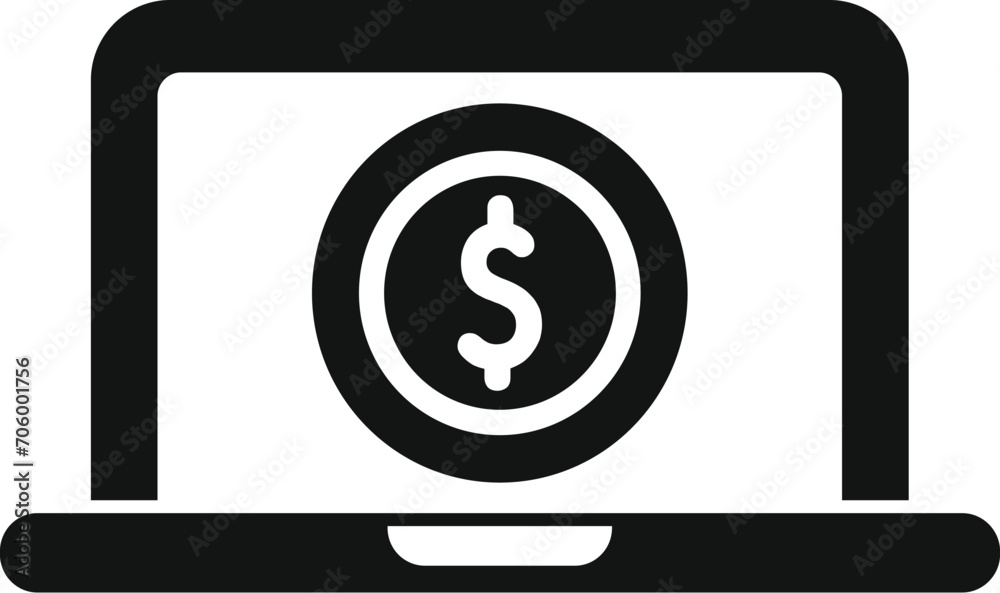 Laptop money online credit icon simple vector. Support finance. Law grant Laptop money online credit icon simple vector. Support finance. Law grant