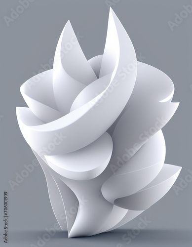 A 3d rendering of an abstract white sculpture