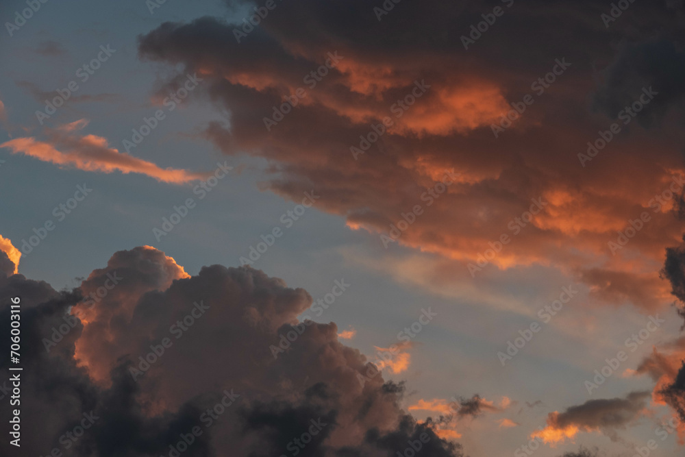 colorful sunset with clouds and rain in Medellin, Antioquia, Colombia