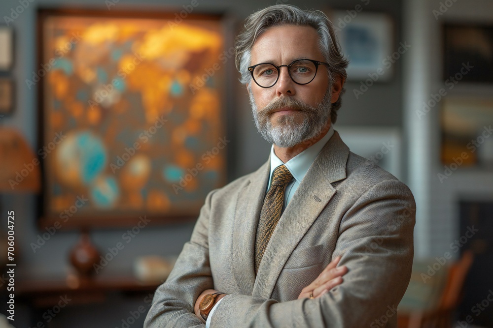 Fototapeta premium Confident Professional in a Sophisticated Study