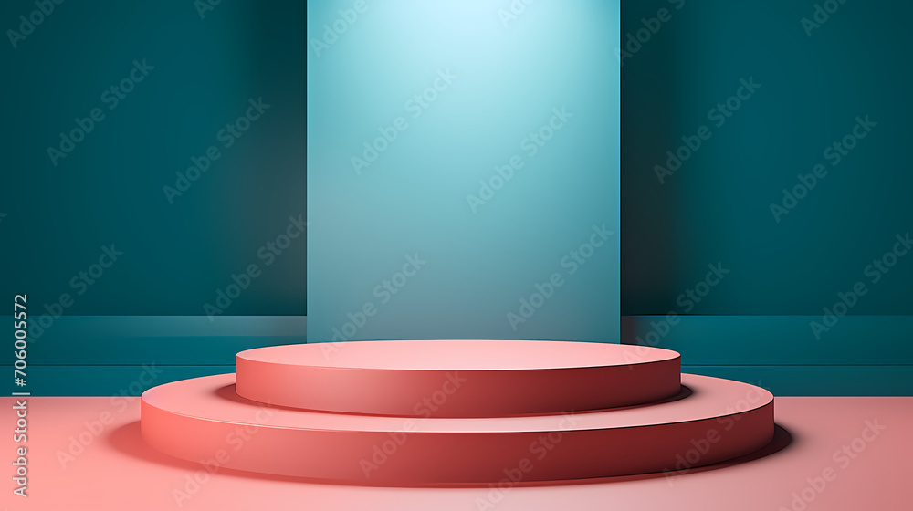 Fototapeta premium Simple product booth, podium, stage, product commercial photography background, cosmetics booth, promotional event