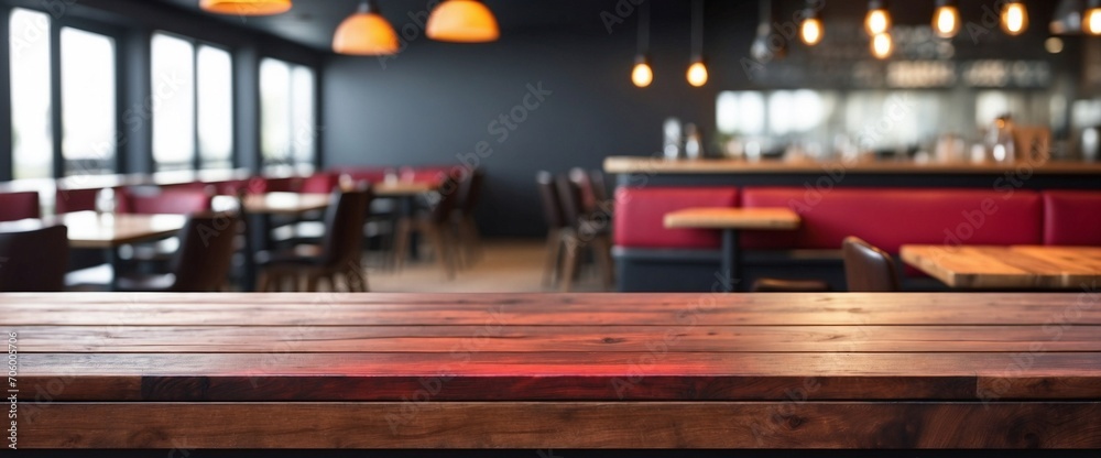 Empty Wooden Table Background Blurred Restaurant, Wooden Table Empty Wooden Table Background Blurred Restaurant, Wooden Table