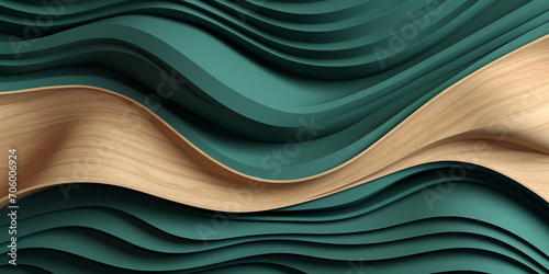 modern artistic creative background with wood carving effect,close-up,soft lines,rich brown-aquamarine color,banner concept,wallpaper photo