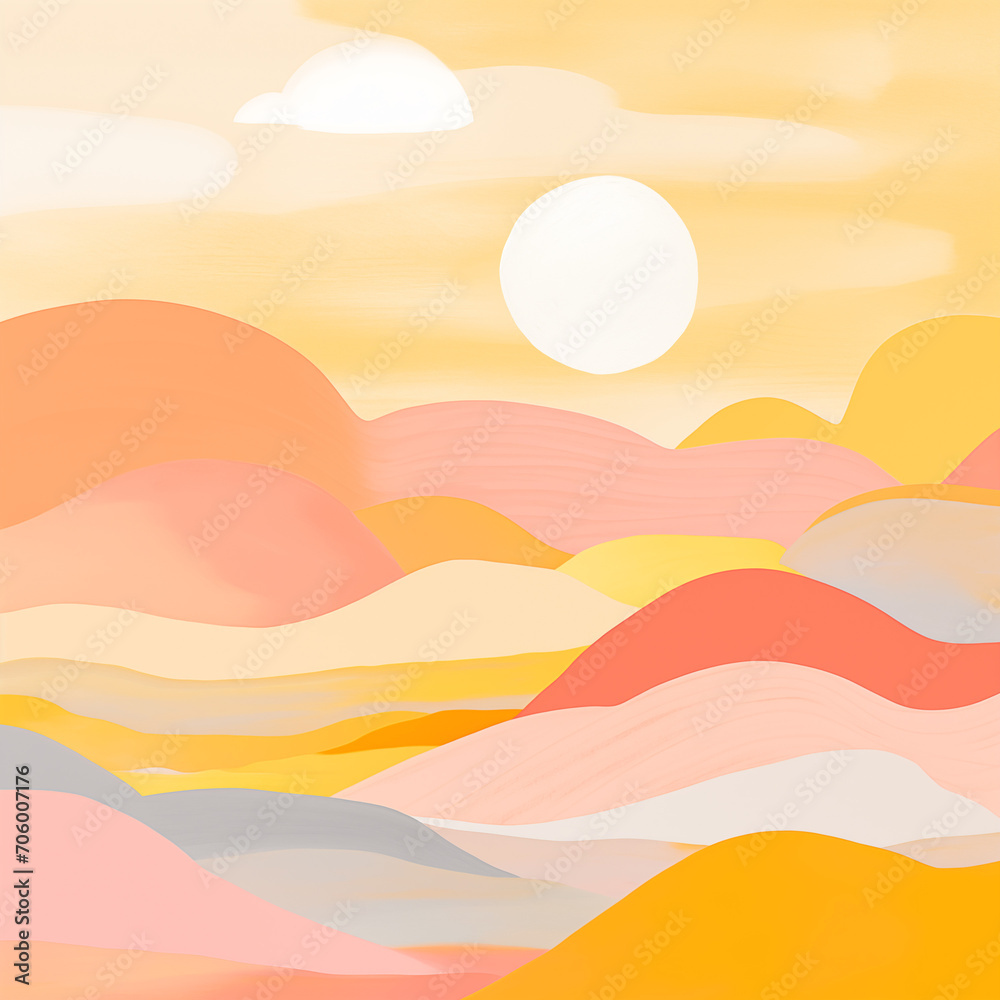 Colorful Kitsch Pink Yellow Sunset Background