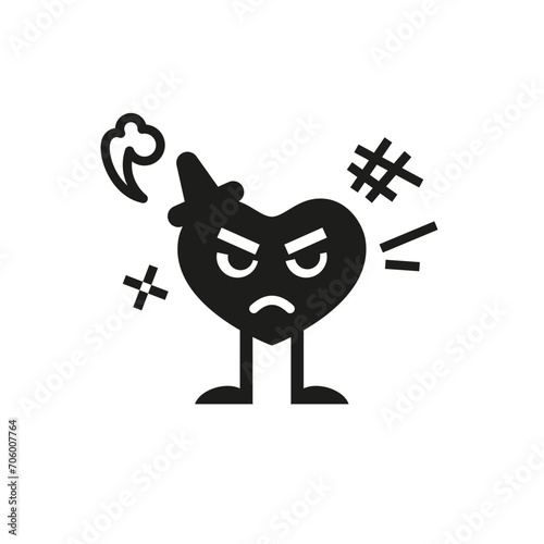 Romantic heart, composition the heart is angry and swears. A loving heart for February 14, Valentine's Day and March 8. Postcard for the holiday. Vector Illustration.