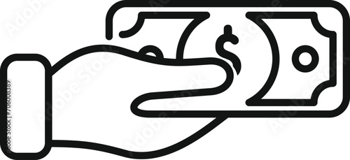 Take money cash icon outline vector. Finance help. Loan law deal