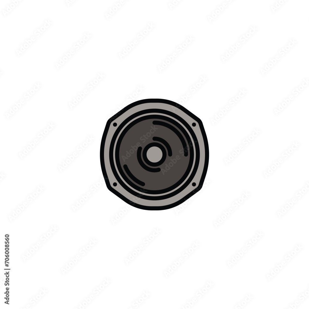 Original vector illustration. The contour icon of the speaker from the music column. A design element. Original vector illustration. The contour icon of the speaker from the music column. A design element.