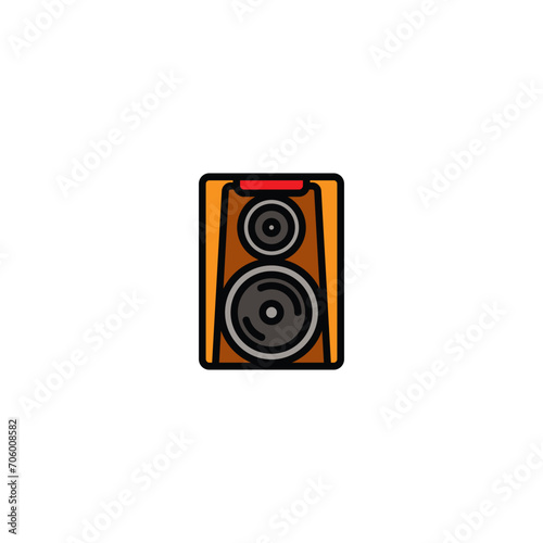 Original vector illustration. The outline icon of a large music speaker. A design element.