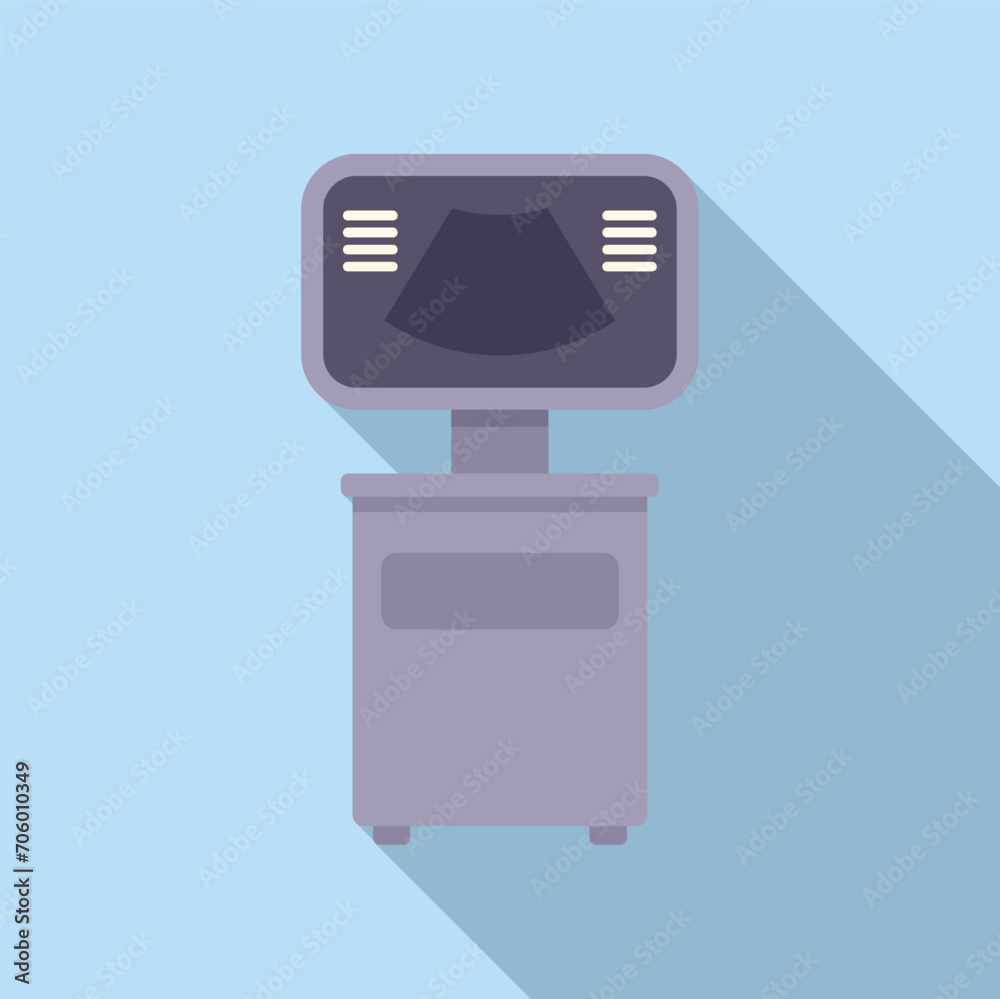 Health ultrasonic icon flat vector. Sonograph device. Clinic computer Health ultrasonic icon flat vector. Sonograph device. Clinic computer