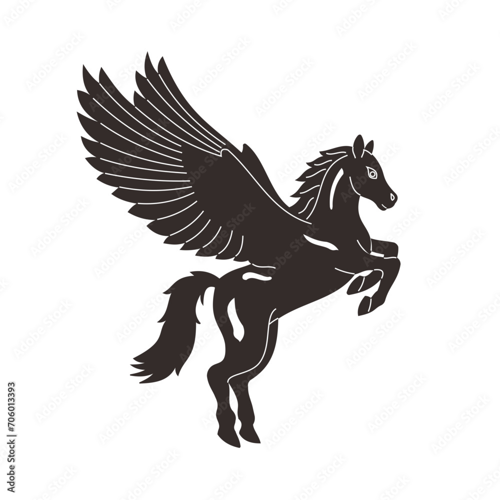 Fototapeta premium flying Horse ilustration silhouette vector style with transparent background