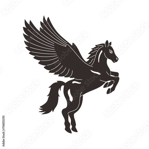 Fototapeta Naklejka Na Ścianę i Meble -  flying Horse ilustration silhouette vector style with transparent background	