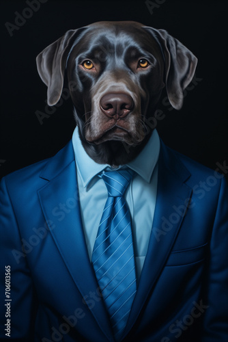 Portrait Dog in a Blue Suit  © JJAVA